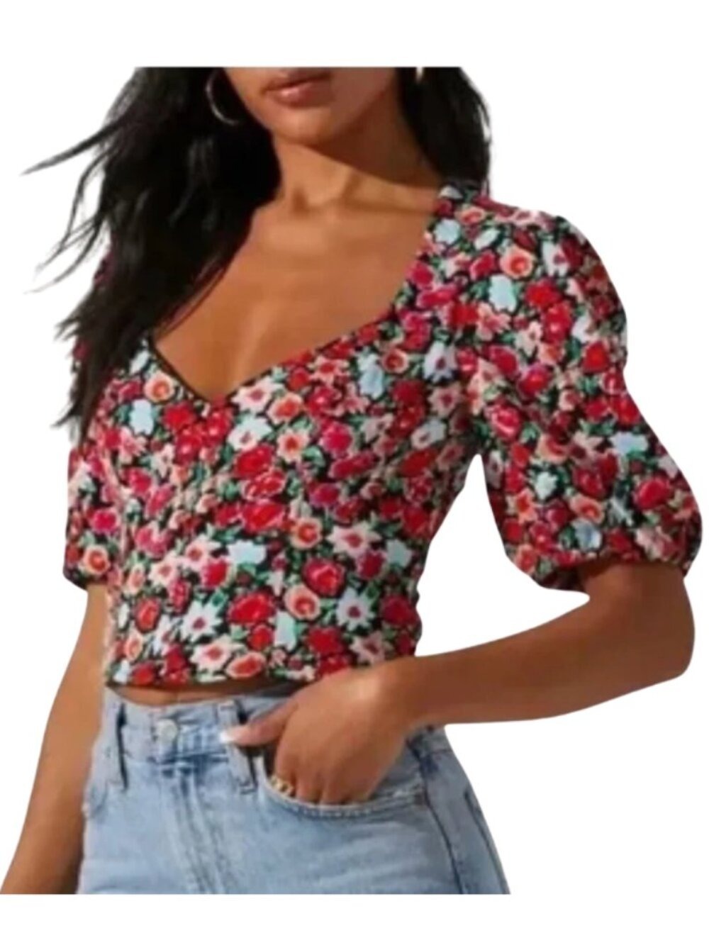 ASTR Floral Puff Sleeve Blouse - Picture 2 of 9
